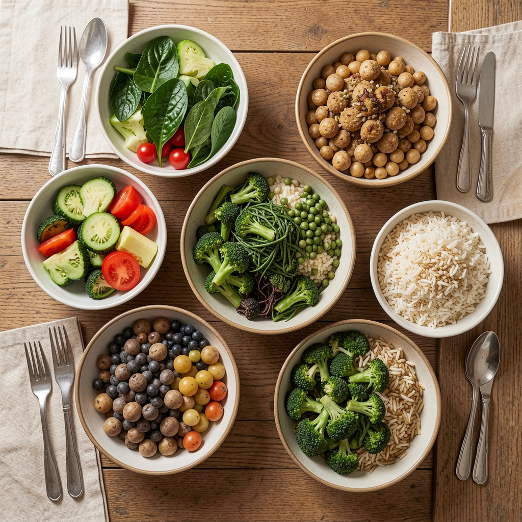 Balanserad måltid med olika livsmedelsgrupper